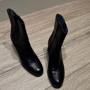 Elegant Black Leather Ankle Booties